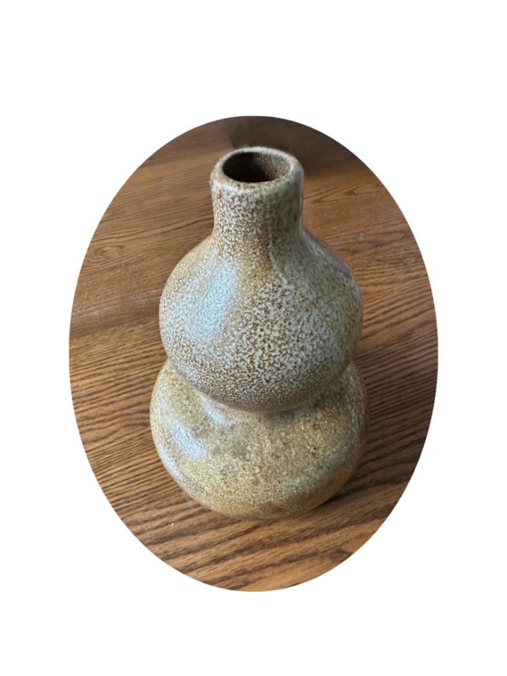 Vintage Campos Filhos Aveiro Portugal Wulu Double Gourd Salt Glaze Vase 8”